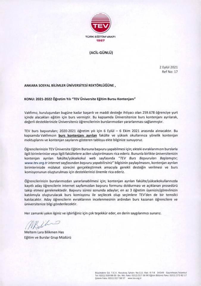 AsbuSks's tweet photo. Türkiye Eğitim Vakfı (TEV) Burs Başvuruları Başlamıştır. 06 Eylül - 06 Ekim 2021 tarihleri arasında https://t.co/pDOrdEvrdJ internet sayfasından başvuru yapabilirsiniz. @ASBUedu https://t.co/Ja0jMoajQF