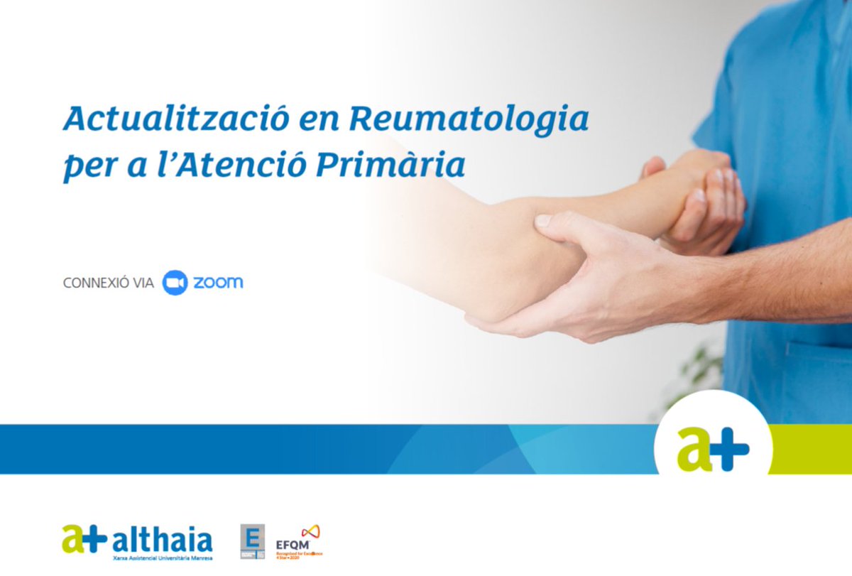 📌 Jornades d'Actualització en #Reumatologia per a l'#AtencióPrimària.

Atenció a la realització de la primera sessió:
  
🗓️ 14 /10 /2021
⏰ de 14 a 15:15h
💻 via Zoom

Més informació i inscripcions:
👉 bit.ly/38QoaGX

#althaiamanresa #reumalthaia #docència