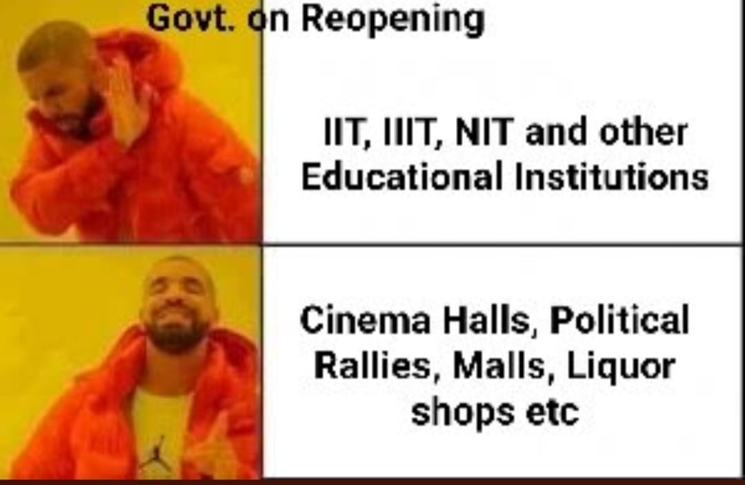 ShubhamJ2001's tweet photo. When various public places like malls ,theatres, and even schools are being opened up. It's just absurd that Enginnering colleges should remain locked down.cmon
@karandi65 @PMOIndia @myogiadityanath @dpradhanbjp 
#ReopenEngineeringCollege 
#Reopen_IIT_NIT_IIIT 
#campus4ug https://t.co/2oJQEhy6iQ