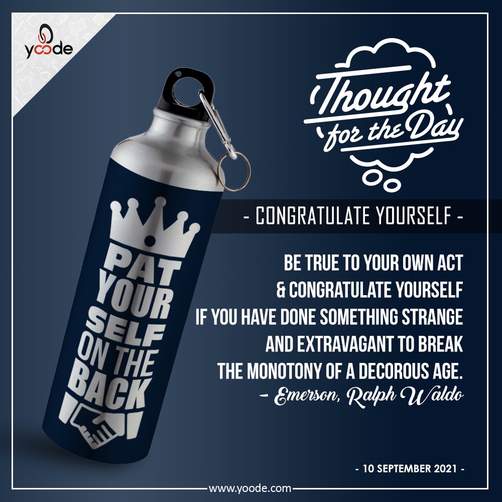 YoodePromotions's tweet photo. "Be true to your own act and congratulate yourself if you have done something strange and extravagant to break the monotony of a decorous age.”
#ThoughtForTheDay #quotes #quoteoftheday #dailyquotes #sipperbottle #customized #customprinting #personalized #customizedbottles https://t.co/6w9H7wqaEq