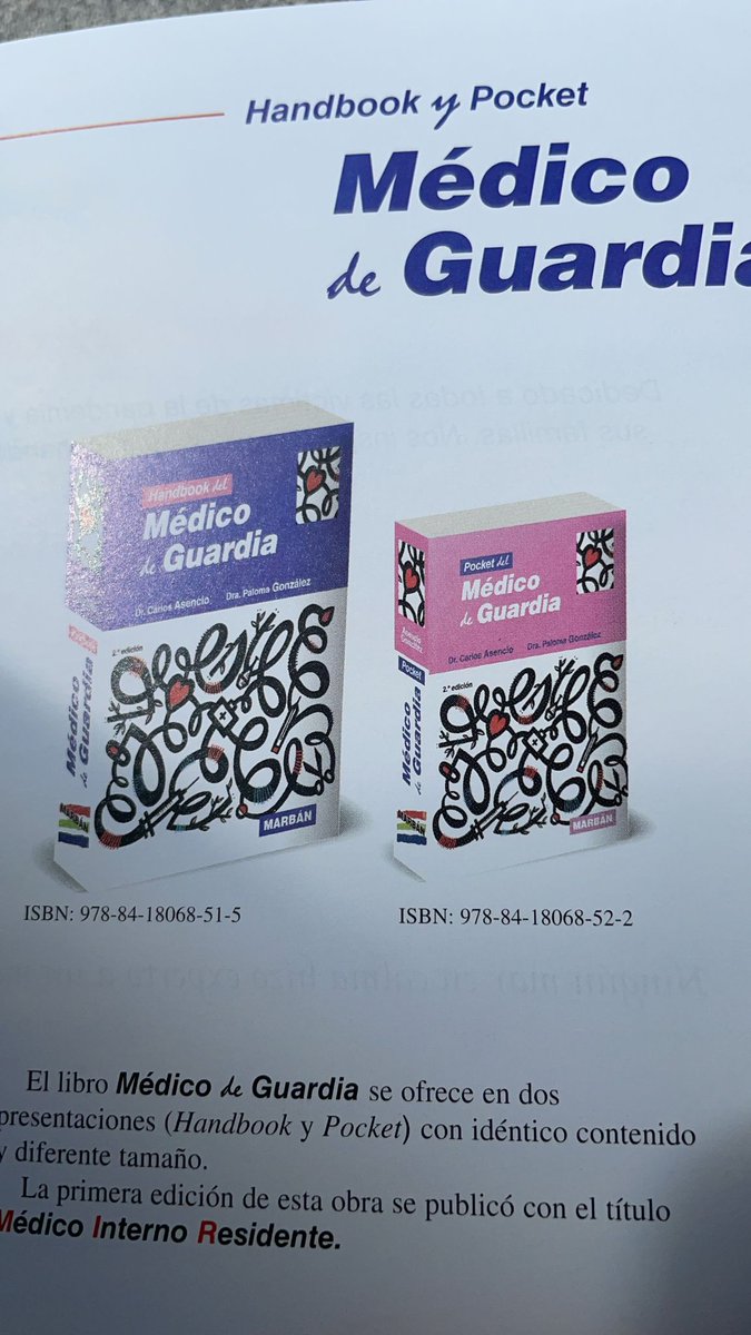 Gran noticia que ya estén publicados estos libros en los que hemos puesto muchísima ilusión. 
Me siento orgulloso de haber podido coordinar un grupo de 8 colegas en el apartado de #Neurología y ser autor en 3 de sus capítulos.
Gracias a <a href="/PalomaG44013699/">Paloma Gonzalez Rodriguez</a>,  Carlos, y <a href="/Marban_Libros/">Marbán Libros</a>