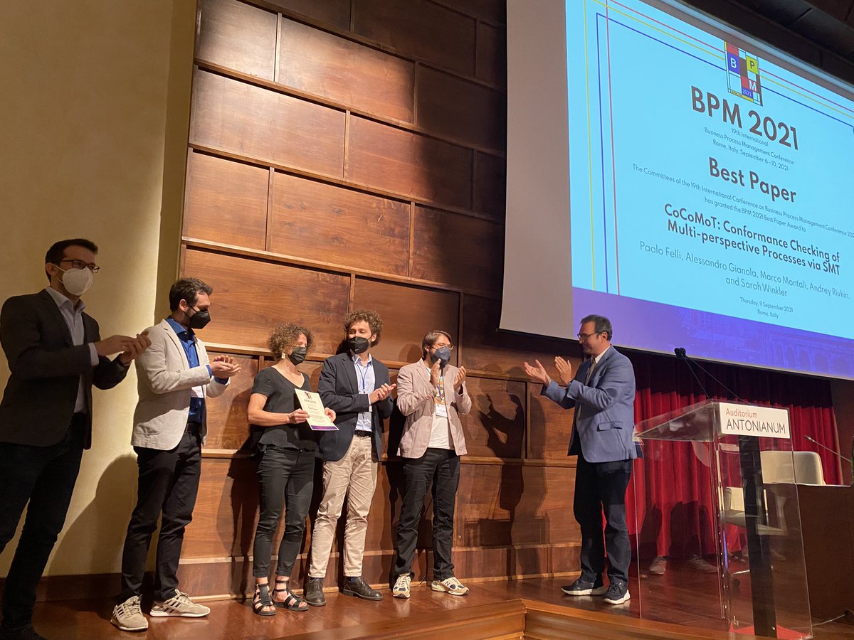 Stefanie Rinderle-Ma (@srinderlema) on Twitter photo Congratulations on the <a href="/BPMConf/">BPM Conference</a> Best paper award to Paolo, Alessandro, <a href="/marmont81/">Marco Montali</a>, <a href="/AndyRivkin/">Andy Rivkin</a> and Sarah #BPM2021 Congratulations on the <a href="/BPMConf/">BPM Conference</a> Best paper award to Paolo, Alessandro, <a href="/marmont81/">Marco Montali</a>, <a href="/AndyRivkin/">Andy Rivkin</a> and Sarah #BPM2021