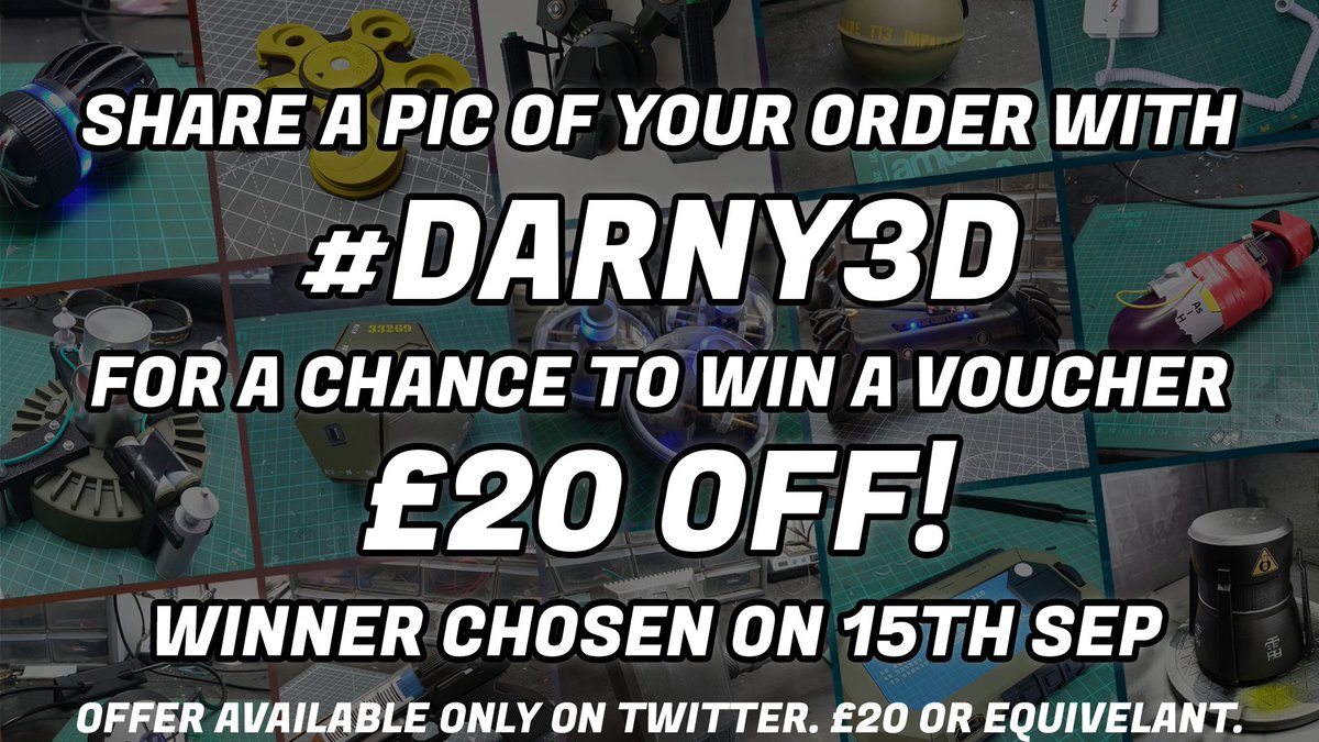 Andarne_'s tweet photo. Attention! If you've ever purchased a prop or replica from me for Siege, share a picture of it with the hashtag #DARNY3D for a chance to win a £20 voucher for your next order!
Winner will be drawn on the 15th of September. Let me see those cosplays! :D https://t.co/ydk9C0Fhtl