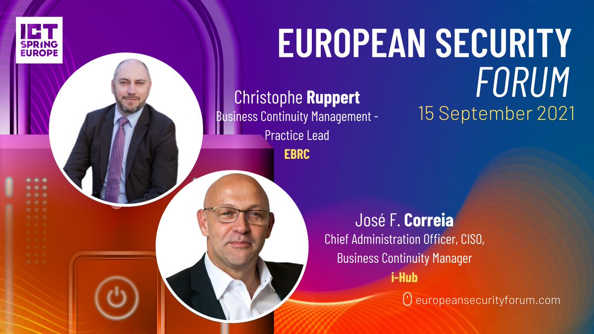 ICTSpring's tweet photo. Christophe Ruppert, @ebrcTrusted & Josรฉ. F. Correia, i-Hub will take part in #EuropeanSecurityForum! They will talk about How to step out of the #ZeroTrust zone. 5 days left to REGISTER ๐ https://t.co/caYp2HWKa3
#SideEvent #ICTSpring2021 #FarvestEvent #B2B #Event #Cybersecurity https://t.co/WC7nmGrWcg