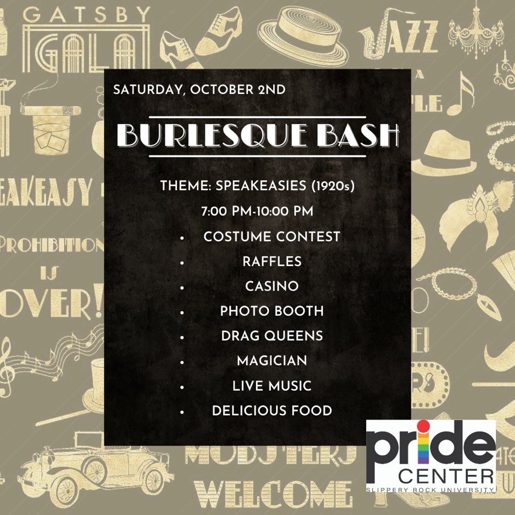 Be sure to stop by the SSC Ballroom on October 2nd for our Burlesque Bash! It’ll be held from 7-10pm! ✨