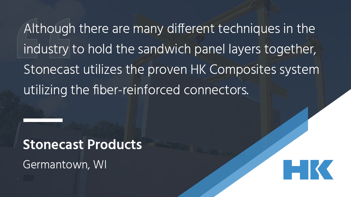 Our partner Stonecast produces high-end architectural and structural precast concrete products used throughout the Midwest region. They utilize our HK connector system in all their sandwich panel construction.

#hkcomposites #hkties #stonecast #precast #insulatedpanels