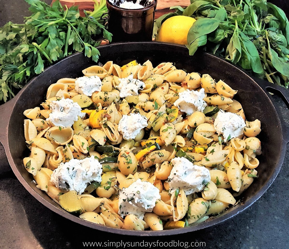SimplySundays1's tweet photo. The veggie harvest is at it's finest right now! 

Hit up your local farm market &amp; pick up some squash &amp; basil to make this easy, delicious pasta dish.
https://t.co/sp3xdQE8KX

#summerpasta #pasta #zucchini #yellowsquash #mains #pastadish #onepanpasta #easypasta  #farmmarketfinds https://t.co/2W62Kc6c5I