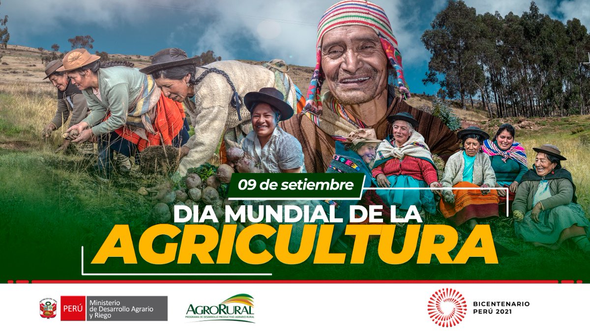 agroruralPER's tweet photo. #09Set I En el #DíaMundialDeLaAgricultura, el #NuevoAgroRural saluda a los productores encargados de alimentar a más de 32 millones de peruanos.
Gracias a su labor accedemos a productos nutritivos y de calidad.
¡Seguiremos impulsando el desarrollo de la #AgriculturaFamiliar! https://t.co/Hb2llvAEWI