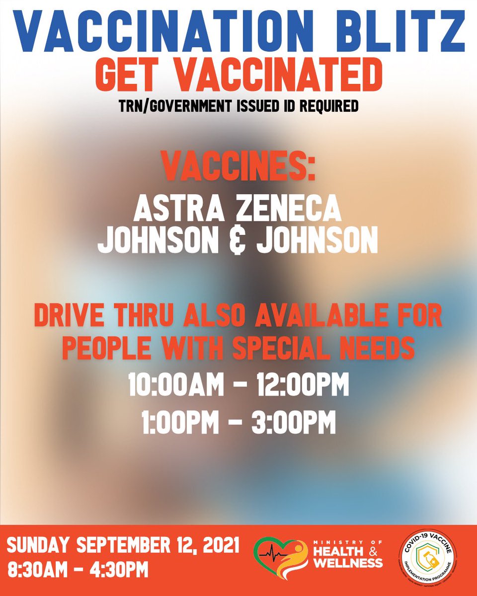 MegaMartJamaica's tweet image. Join us at the Vaccination Blitz this Sunday at MegaMart Waterloo!

Drive thru also available 🤗