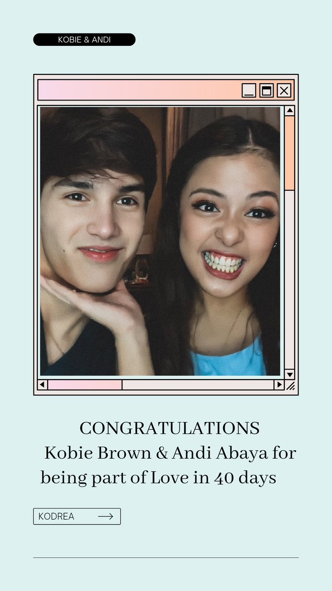 congratulations to our dear <a href="/iamandiabaya/">Andi Abaya</a> and <a href="/kobierbrown/">kobie brown</a> for being part of the cast of the serye LOVE IN 40 DAYS 🦋

your tropandreas fam are so proud of you both! we are so happy &amp; excited! you both deserved it! 💙

#KoDrea