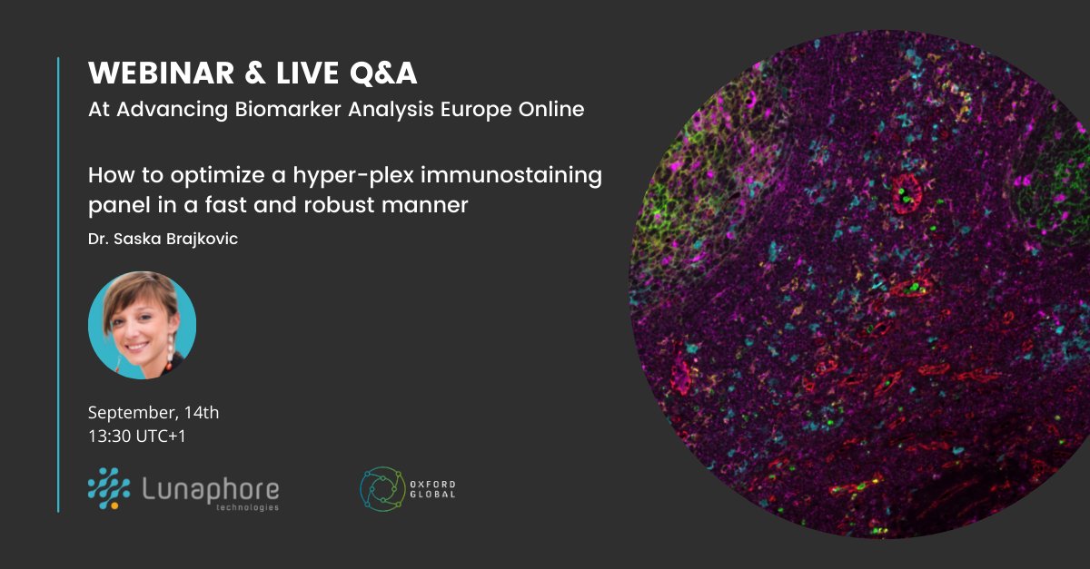 How to optimize a hyper-plex immunostaining panel in a fast and robust manner? Join us next Tuesday for our exclusive presentation.

Register here ➡️ bit.ly/3gTm25I