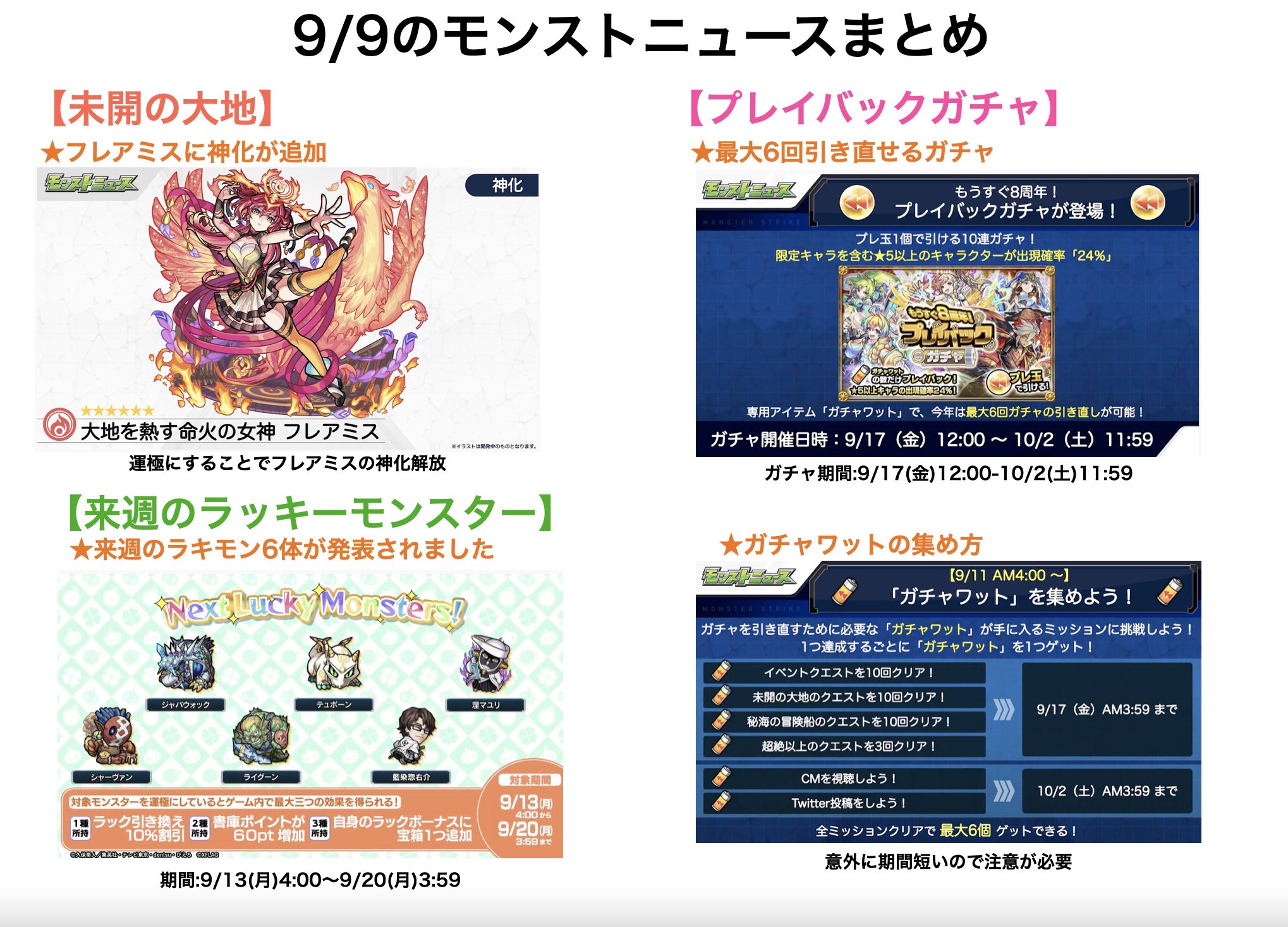 とんぬん Auf Twitter 9 9のモンストニュースまとめ 獣神化は 紫式部 獣神化改は ヘラクレス コラボ超究極 藍染右惣介 新水轟絶 ダウト フレアミスに神化追加 来週のラッキーモンスター プレイバックガチャ開催 モンストニュースurl とんぬん Auf Twitter 9 9のモンストニュースまとめ 獣神化は 紫式部 獣神化改は ヘラクレス コラボ超究極 藍染右惣介 新水轟絶 ダウト フレアミスに神化追加 来週のラッキーモンスター プレイバックガチャ開催 モンストニュースurl