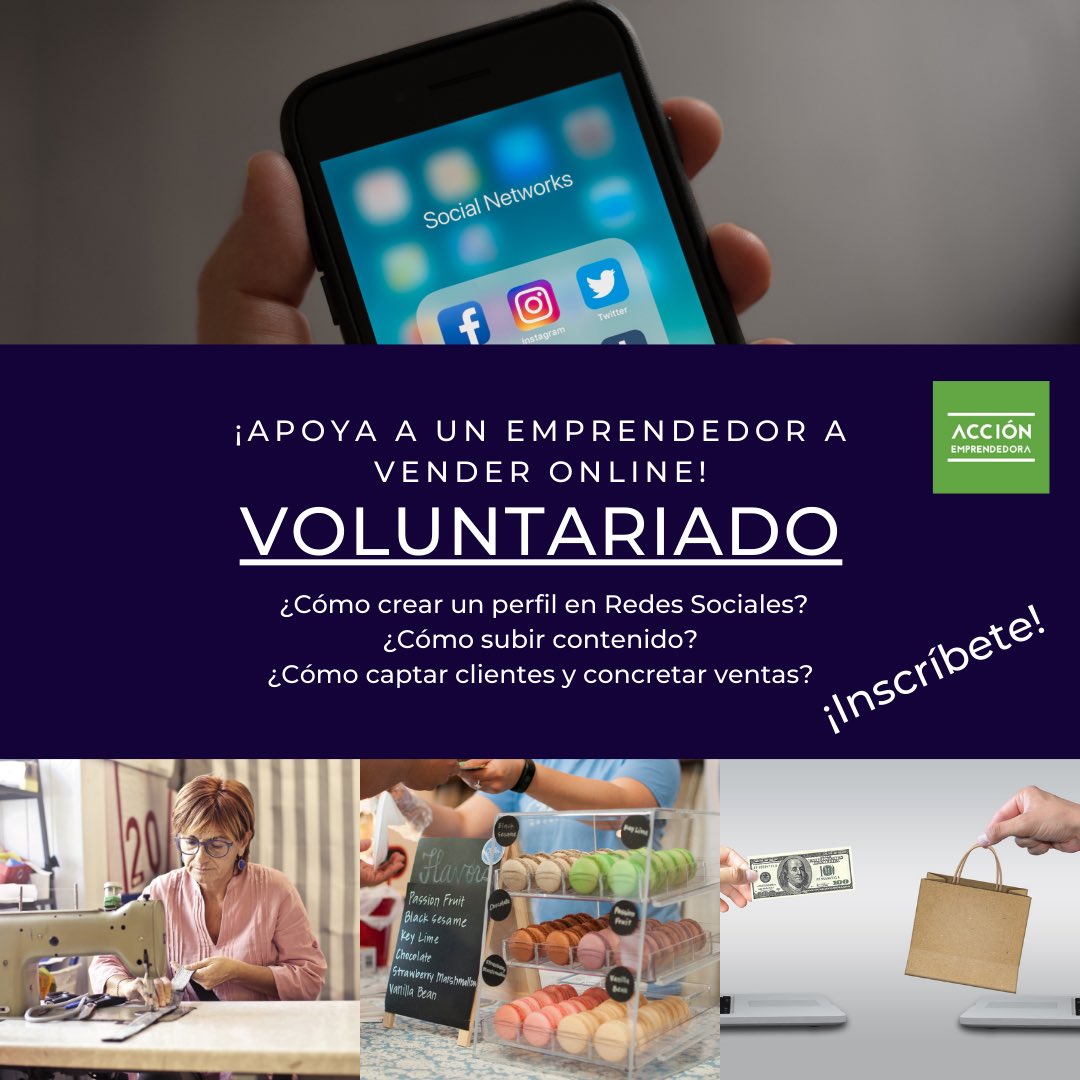 Buscamos personas entusiasmadas en apoyar a emprendedores en su incorporación a la presencia online (RRSS, ecommerce, marketplace e identidad de marca), si te gustaría colaborar, por favor déjanos tus datos y te contactaremos o a través del link forms.gle/YsBGfFpbBCuifG…