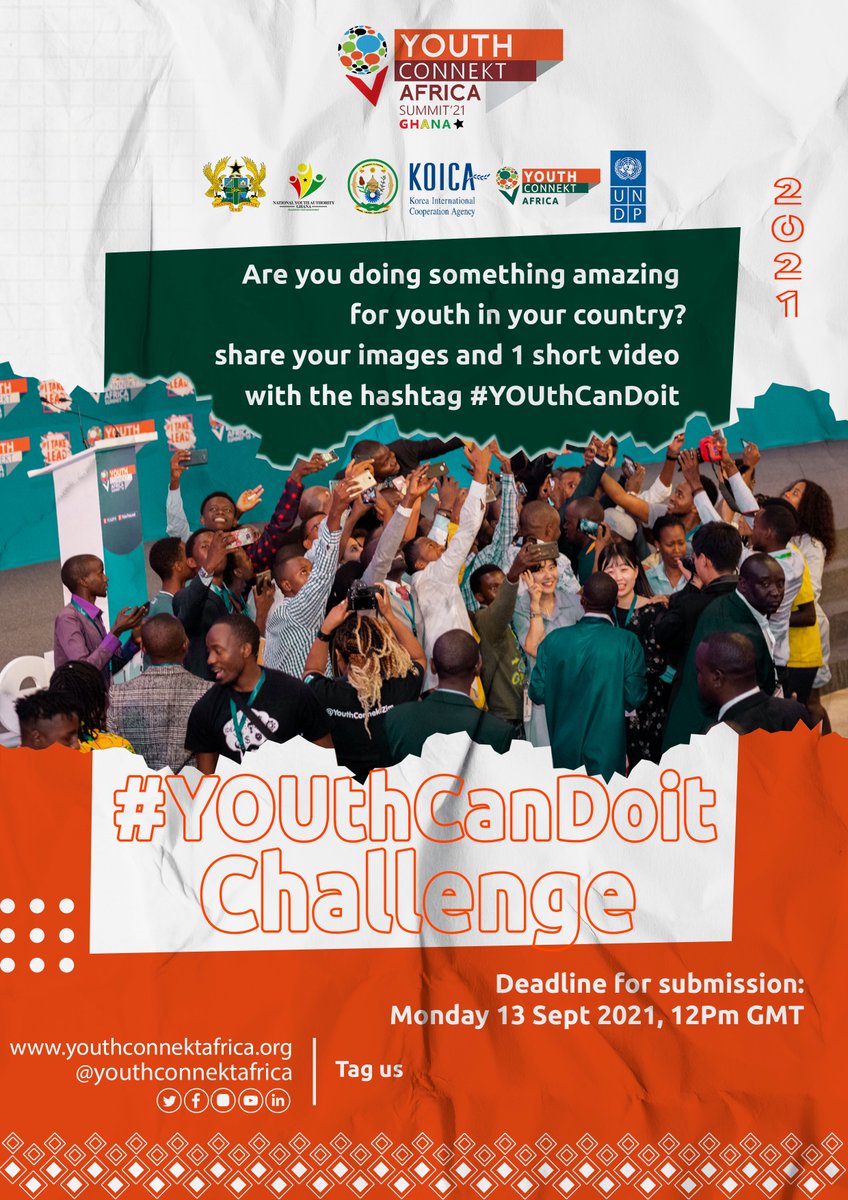 Are you doing something amazing  for #YOUTH  in your country?
share your images and 1 short video with the #hashtag #YOUthCanDoit 
We want you to talk about and showcase your #YOUTH-led initiative, its Impact so far in your #African country. 

#YOUthCanDoit #yca2021