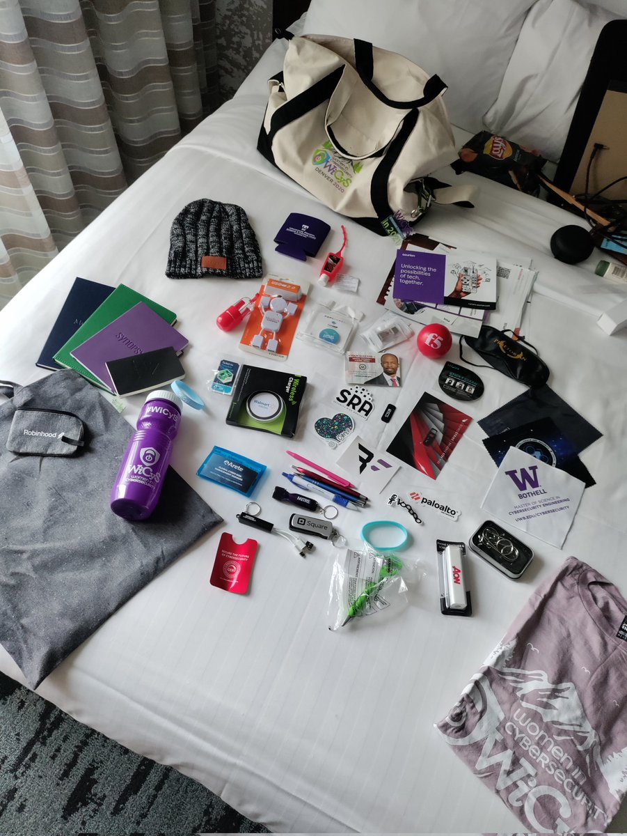 UWF_WiCyS's tweet photo. Amazing swag bag at #WiCyS2021!  Thank you @WiCySorg - can't wait to play with all the new toys! #wicys #womenintech #CyberSecurity #wicysuwf #uwfcyber https://t.co/qnruEqs2L9