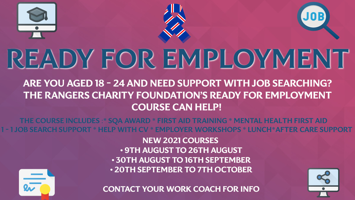 Great to see more opportunities available through our Youth Hub in partnership with @RFC_Charity. Our next  courses are lined up and recruitment underway, to help the young people of #CentralScotland overcome barriers to work, and to support our customers to find & sustain work.