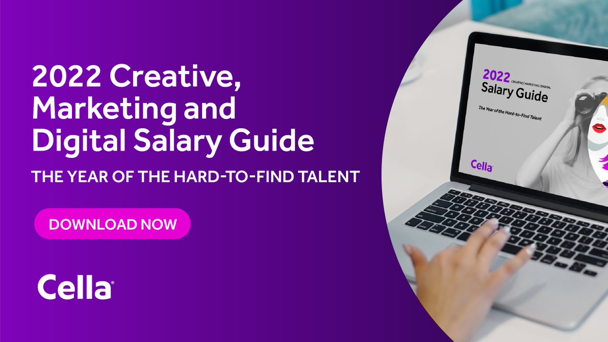 CellaServices's tweet photo. Announcing Cella’s 2022 Salary Guide! Gain compensation data on creative, marketing and digital roles to help you make offers that will land amazing talent. #cella #puttingpassiontowork #salaryguide
https://t.co/rFQwuEMACb https://t.co/Lq2NCCJpJy