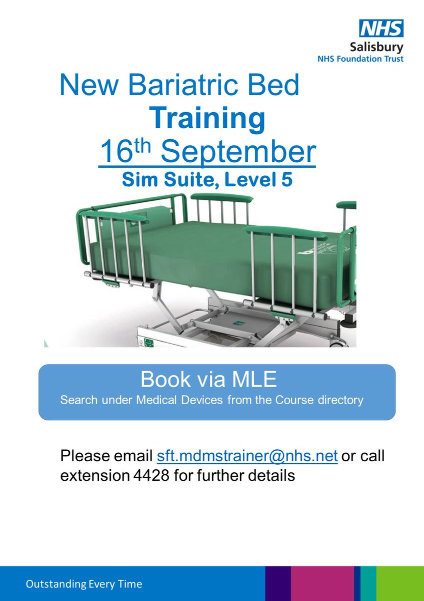 Our new bariatric bed has an integrated weigh scale to help staff obtain accurate weight for our patients. To try and learn more ,book your place now 👇🏼#MedicalDeviceSafety is #patientsafety <a href="/BritfordTeam/">TeamBritford</a> <a href="/WardSpire/">Spire Ward</a> <a href="/DowntonTeam/">TeamDownton</a> <a href="/teamfarley1/">Team Farley💜</a> <a href="/RedlynchSft/">SFT Redlynch Team</a> <a href="/TeamOdstockWard/">Burns and Plastics Unit(Odstock ward)Salisbury</a> <a href="/STheatr/">Shomit_theatr</a>