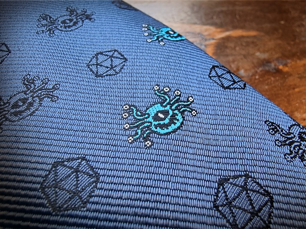 WitchHuntStore's tweet photo. Usually, I prefer to show my love for D&amp;D with a little more subtlety but I couldn't help myself with my new Beholder tie designs. LOOK AT THIS LITTLE GUY! (Don't worry, eye-beams not included)

#ttrpg #dungeonmaster #campaignlife #fandomfanshion #geekshop #fashiongeeks https://t.co/dRcj1xKG0g