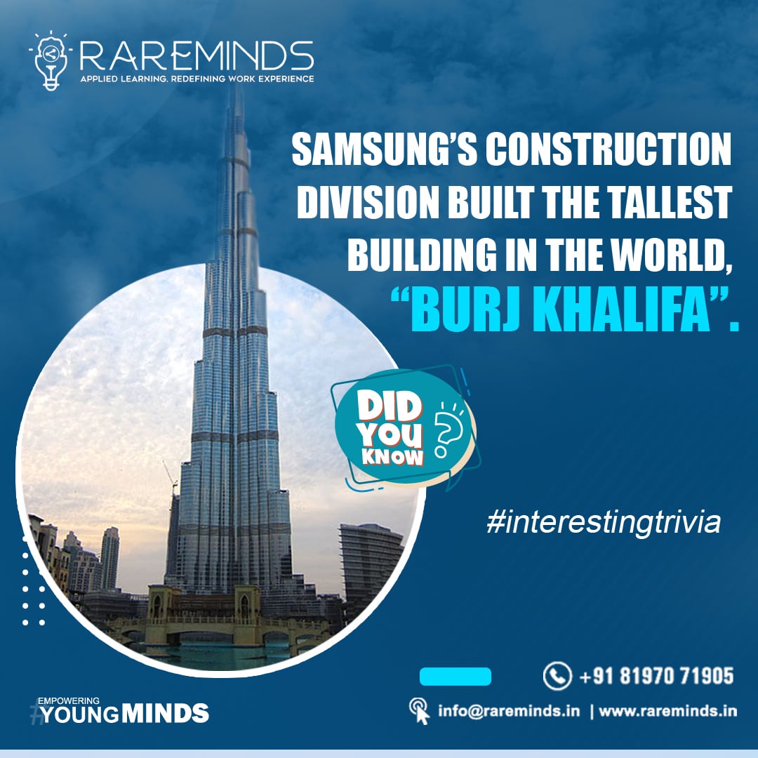 minds_rare's tweet photo. Did you know? 

 #didyouknow #thursdaytrivia #triviaoftheday #triviathursday #triviaoftheday #trivianight  #interestingtrivia #Samsung #burjkhalifa #dubai #factbytes #didyouknowfacts #damnthatsinteresting #didyouknowthat #instadaily #instafacts #rareminds #empoweringyoungminds https://t.co/j1edj6IdLy