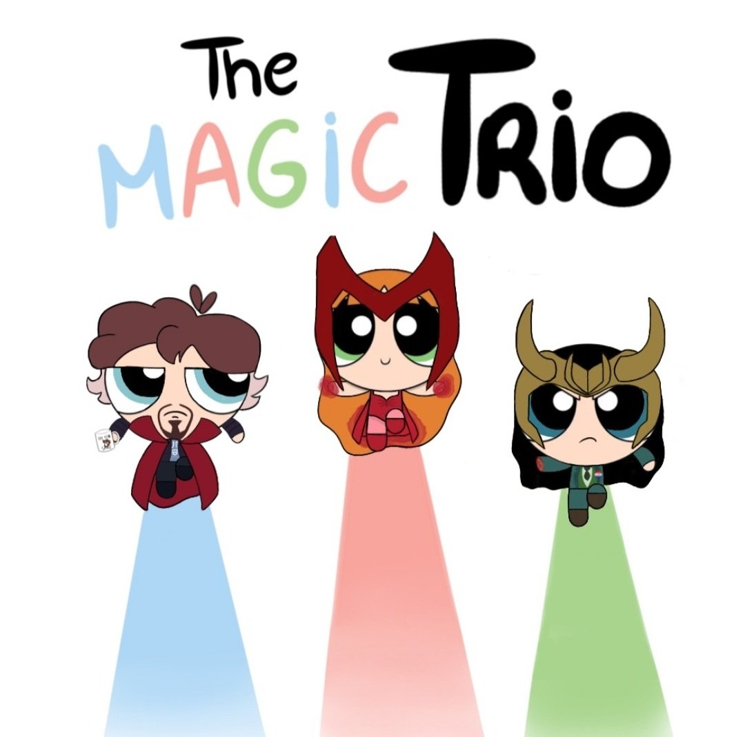 lokiustan's tweet photo. Marvel's magic trio
.
.
.
.
.
.
#magictrio #Loki #Wanda #DoctorStrange https://t.co/JcbOvJFsdo