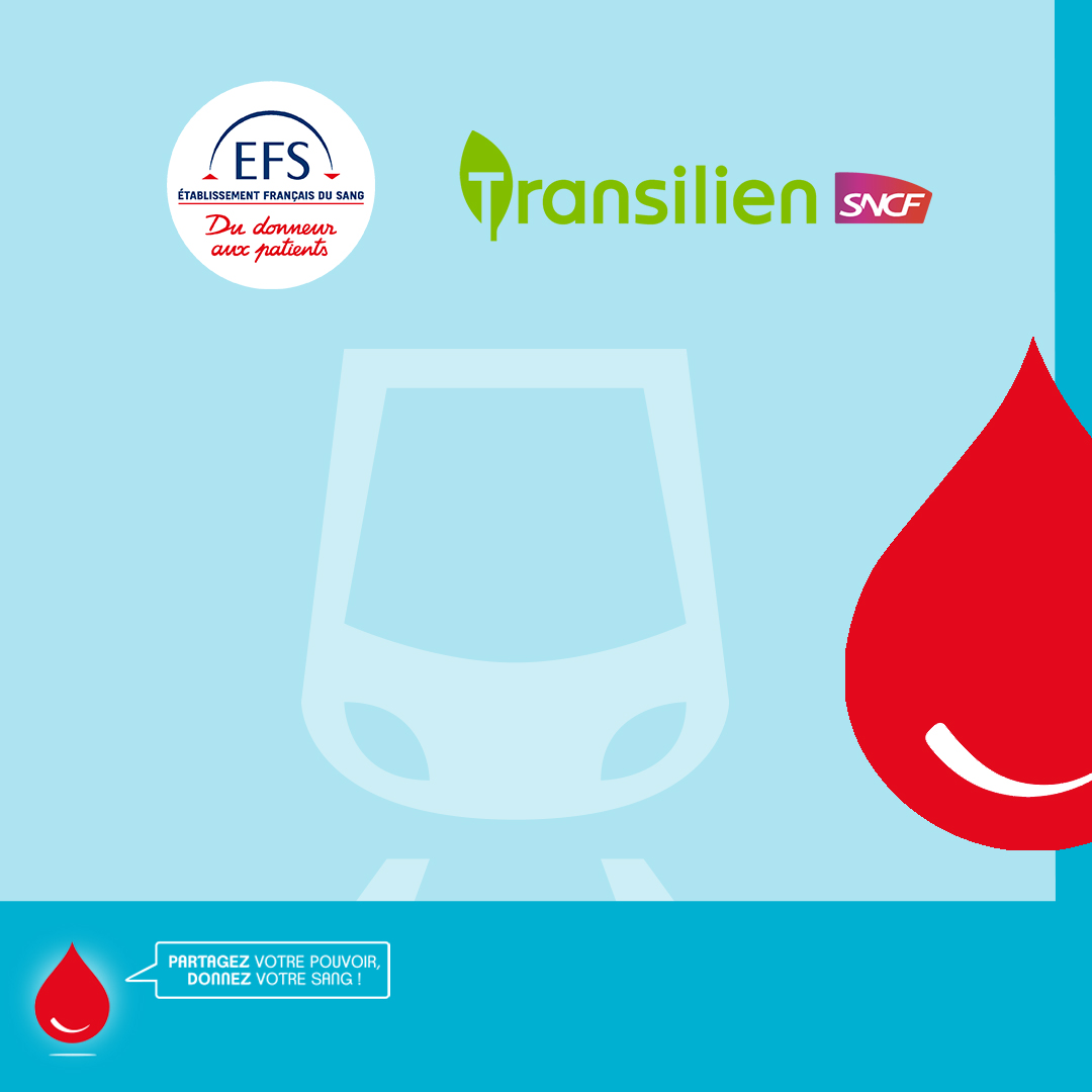 Actu_Transilien's tweet photo. 🤝#Transilien soutient @EFS_dondesang
 
Le niveau des stocks de sang peut rapidement devenir critique. 1700 dons de sang sont nécessaires chaque jour en @iledefrance
Pour la rentrée, prenez le temps de programmer une bonne action : donnez votre sang.

🩸 https://t.co/3LLJwkn20E https://t.co/RbyDGCVZIx
