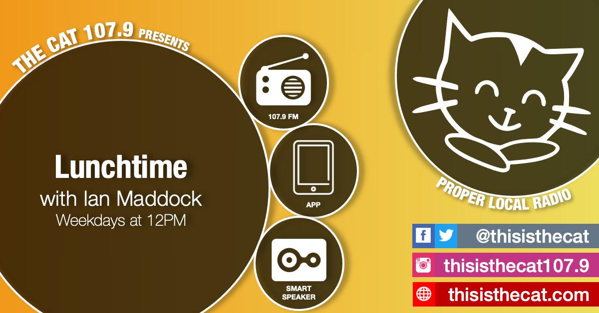 The Cat (@thecat1079) on Twitter photo At Noon through to 2pm Lunchtime on The Cat with
<a href="/MadWolfie27/">Ian Maddock</a>
Fun, local updates and some fine music
Listen on 107.9FM, online thisisthecat.com & The CatApp
#YourCommunity
#YourStation
#ProperLocalRadio
#Crewe
#Nantwich
#Sandbach
#Cheshire At Noon through to 2pm Lunchtime on The Cat with
<a href="/MadWolfie27/">Ian Maddock</a>
Fun, local updates and some fine music
Listen on 107.9FM, online thisisthecat.com & The CatApp
#YourCommunity
#YourStation
#ProperLocalRadio
#Crewe
#Nantwich
#Sandbach
#Cheshire