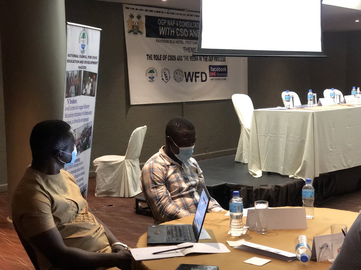WFD_SierraLeone's tweet photo. ED of #SLENA @yankytango led a presentation on the role of the #Media in the #OGPProcess . Her presentation speaks to call for commitment to the #SLNAP4Process . #openParliament #transparency @WFD_SierraLeone @CGGSierraLeone https://t.co/G8FTPskmTj
