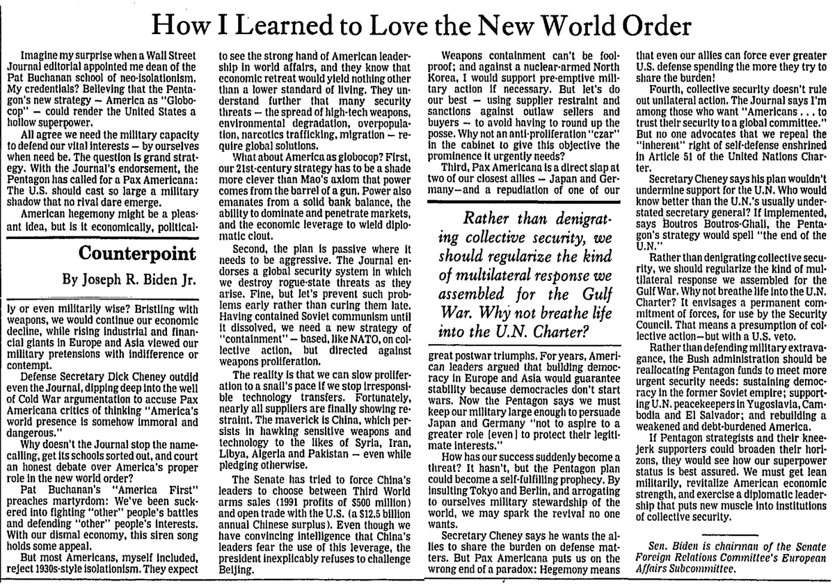 Fact checkers, can you please verify if President Biden authored this essay:  How I Learned to Love the New World Order