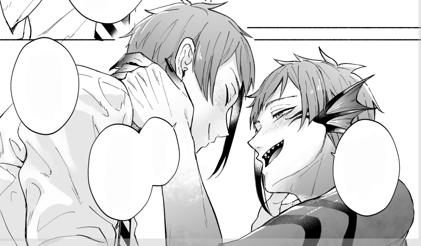 顔寄せて頬に手を添えてる2人を描くのが好きで、同じような構図のコマい～～っぱい描いちゃう～～🤟 