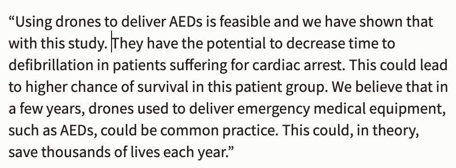 AliRaja_MD's tweet photo. #AutomatedExternalDefibrillators [#AED]-equipped drones can arrive minutes ahead of #EMS for #OHCA 
Sofia Schierbeck, MD @karolinskainst
https://t.co/jmXg68JeoR
@GoHealio https://t.co/T8KFOOaG3x