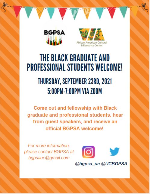 Hey y’all! Our annual Black Graduate and Professional Student Welcome will be held Thursday Sept 23rd from 5:00pm to 7:00pm via Zoom. You can RSVP here: docs.google.com/forms/d/e/1FAI…
 
Join us! We look forward to meeting you!
ucincinnati.zoom.us/j/98507466142
Meeting ID: 985 0746 6142