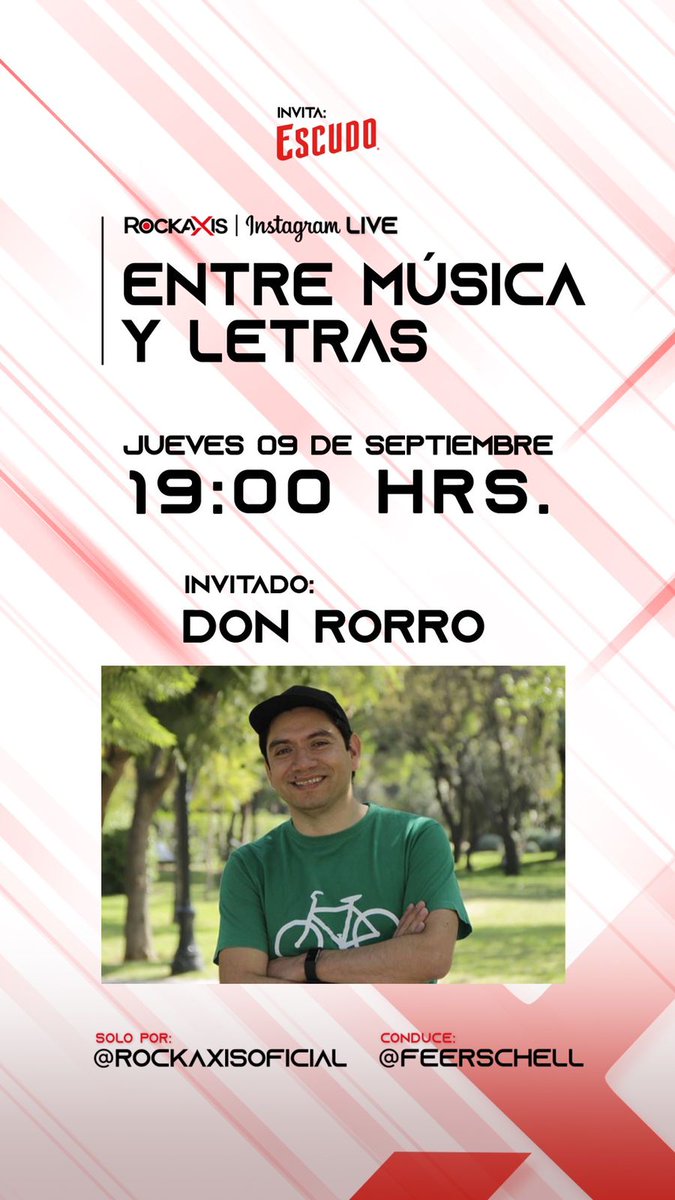 No todo es fútbol en este jueves: a las 20 horas, nuevo episodio de Entre Música y Letras.

<a href="/Feerschell/">Feña Schell</a> conversará con Don Rorro de Sinergia. Sí, totalmente imperdible.

Transmisión desde nuestro #Instagram (rockaxisoficial). ¡Te esperamos!

Presenta <a href="/CervezaEscudo/">CervezaEscudo</a>

(<a href="/rorral/">Don Rorro Sinergia</a>)
