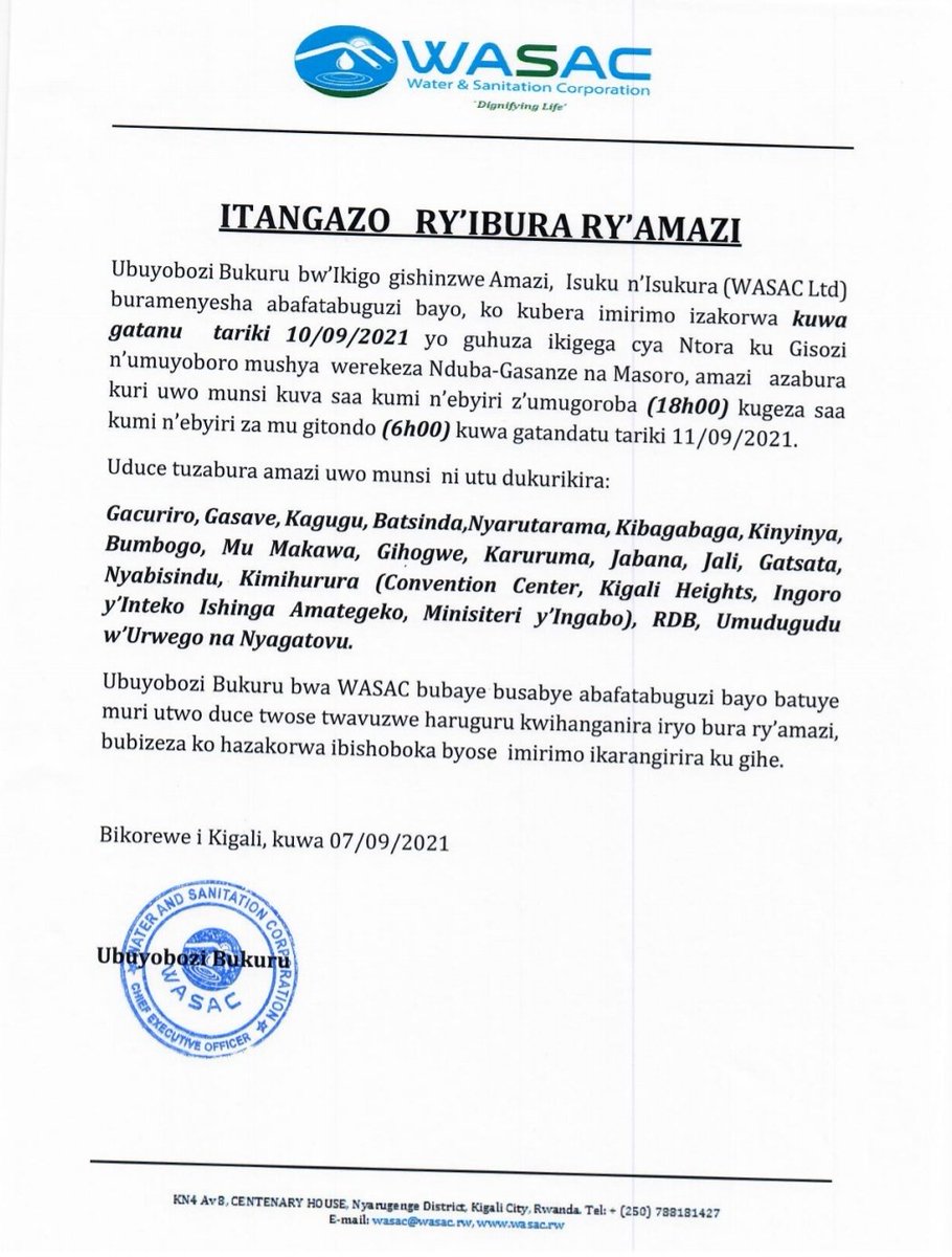 Samson44002338's tweet photo. Bravo @wasac_rwanda ,ibi bizajya bituma abantu bitegura ibura ry'amazi.Hasigaye kudufasha tukajya dukoresha amazi twishyuye.But this is a gd step.@RwandaInfra @oswaki @Annemwiza @KARANGWASewase @IGIHE @AngelMutabaruka .Uyu muyobozi wa Wasac akomereze aha. https://t.co/pPrXDTmN2G