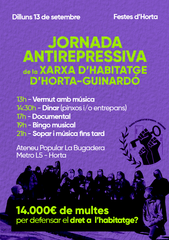 ⚠️ 14.000€ per defensar el dret a l'habitatge? ⚠️

Aquest dilluns organitzem una Jornada antirepressiva per la FM d'Horta!

📅 Dilluns 13
⏰ A partir de les 13h
📌 A la <a href="/La_Bugadera/">Ateneu Popular La Bugadera</a> 

Ens volen multar per defensar la casa de les nostres veïnes però la repressió no ens aturarà!