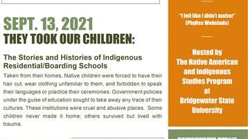 BridgewaterLib's tweet photo. Please join us for a presentation and discussion facilitated by Dr. Joyce Rain Anderson  on September 13, 2021 from 6:30-7:45 PM.  The topic will be "They Took Our Children: The Stories and Histories of Indigenous Residential/Boarding Schools". https://t.co/OtQJRNR4FF