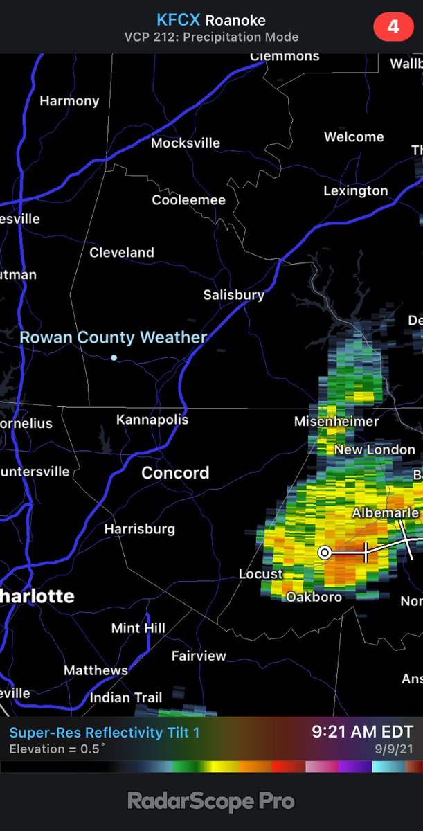 rowan_county_wx's tweet photo. An isolated shower continues on the southeast corner of the county. Sunshine starting to break through the clouds. https://t.co/ESlrtZHx7e