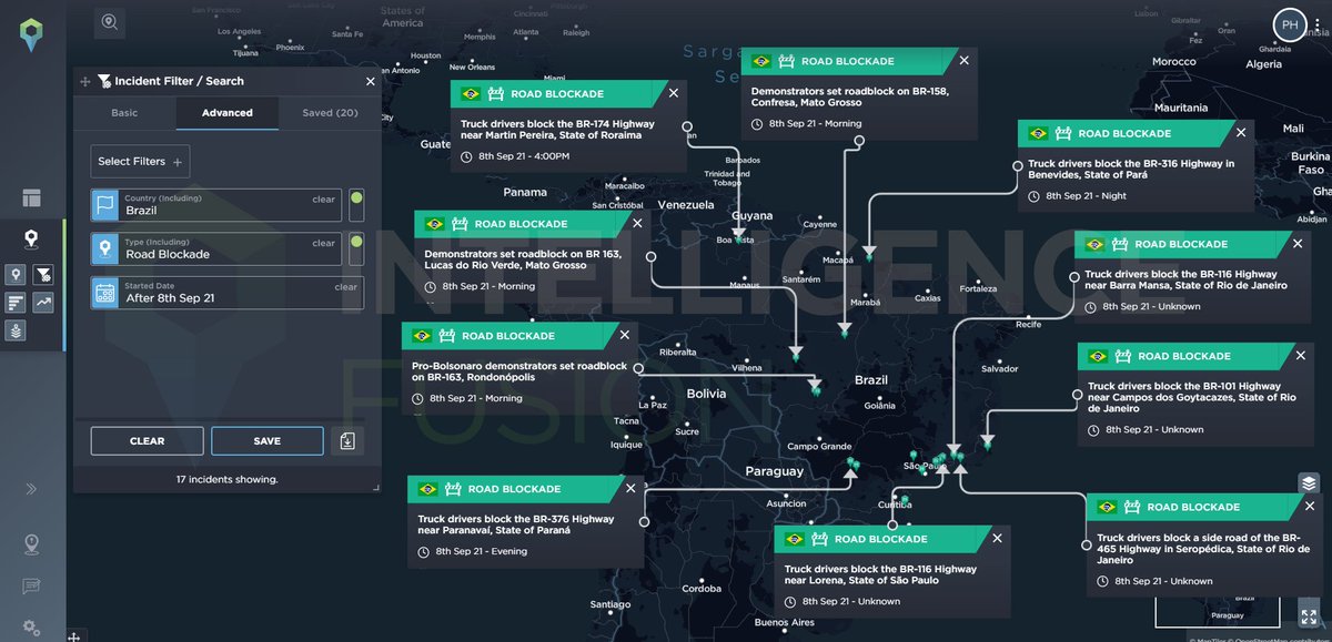 IFSouthAmerica's tweet photo. 🇧🇷 #Brazil - Truckers staged blockades across the country in support of President Jair Bolsonaro on Wednesday.
- at least 53 separate blockades in 16 states reported
- President Bolsonaro has asked the protestors to stand down

Map via @IntellFusion: https://t.co/XTI0MxobpK https://t.co/YvGhnNPBKV