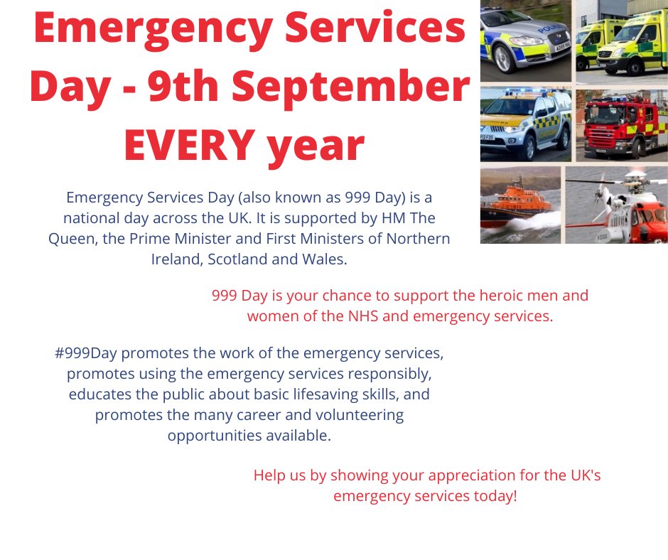 Coastal_CM's tweet photo. Today is Emergency Services Day across the UK!🚨 
A huge thank-you to all the NHS and emergency services, especially through the pandemic. Amazing 👏

#999day #nhsuk https://t.co/AfpiFqJQIQ