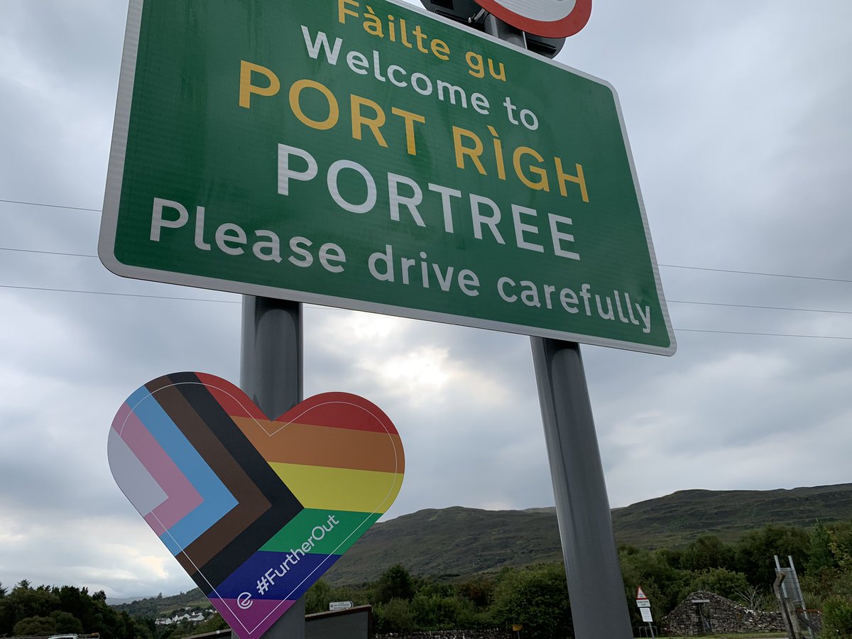 LGBTIScotland's tweet photo. We’re in the Misty Isle today chatting to folk in Somerled Square, Portree. Tomorrow we’re heading to Fort William. #furtherout https://t.co/Tn8Nblt1s7
