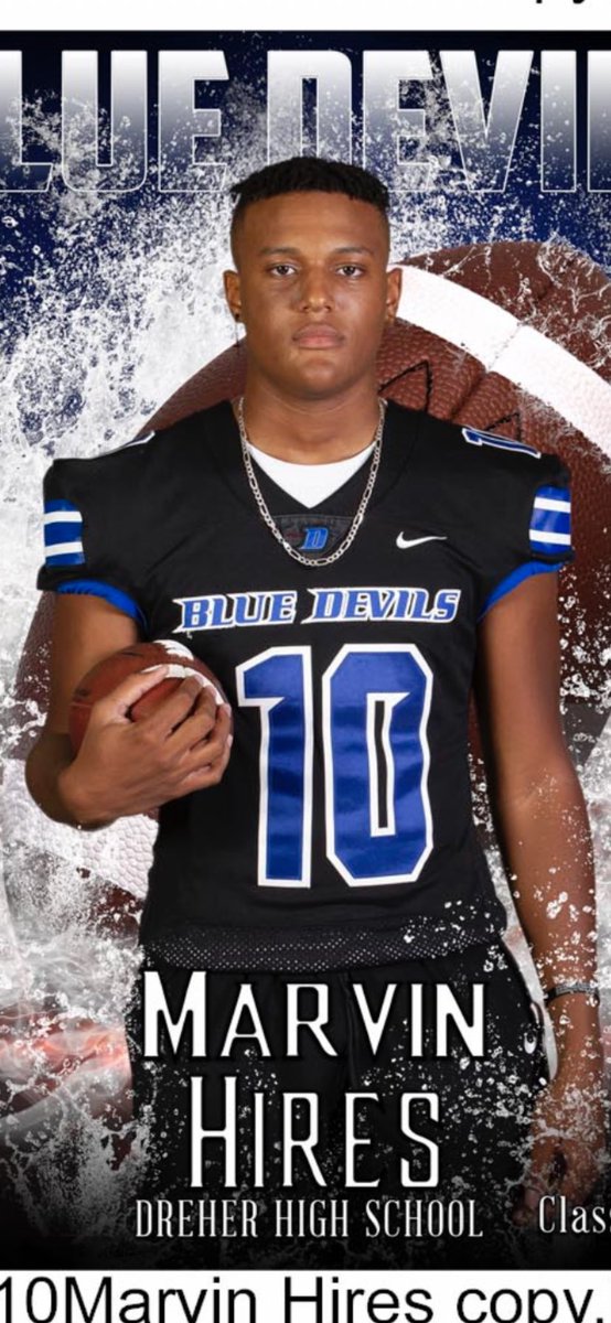 Today’s Senior Spotlight will focus on Marvin Hires. Marvin is in his 4th year with Dreher 🏈. Marvin is very talented and scored the first TD of the season last week. Marvin also plays 🏀 for our school. Marvin is a good student and is part of the sports med program at Heyward!