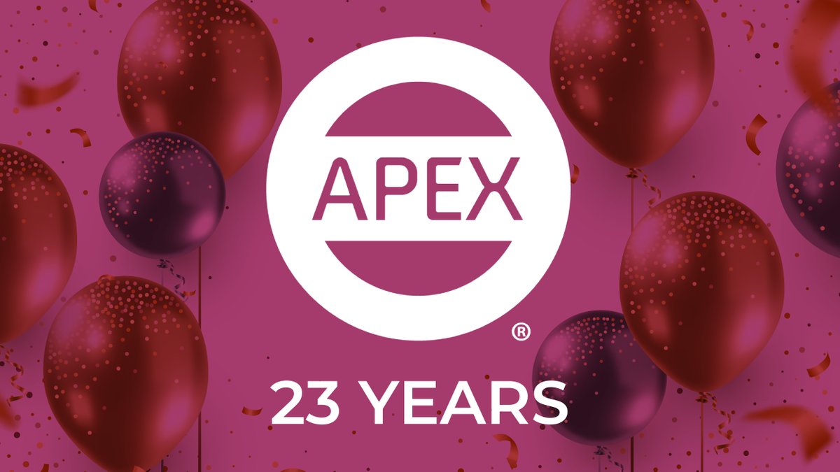 APEXPR's tweet photo. .@APEXPR is celebrating 23 years!🎉Thank you to all the people who have been part of our team over the last 23 years and helped us achieve our biggest goals.🙌We couldn’t have done it without our friends, clients, and employees! Here’s to another amazing year. 🍾 https://t.co/E1fxaXom7F