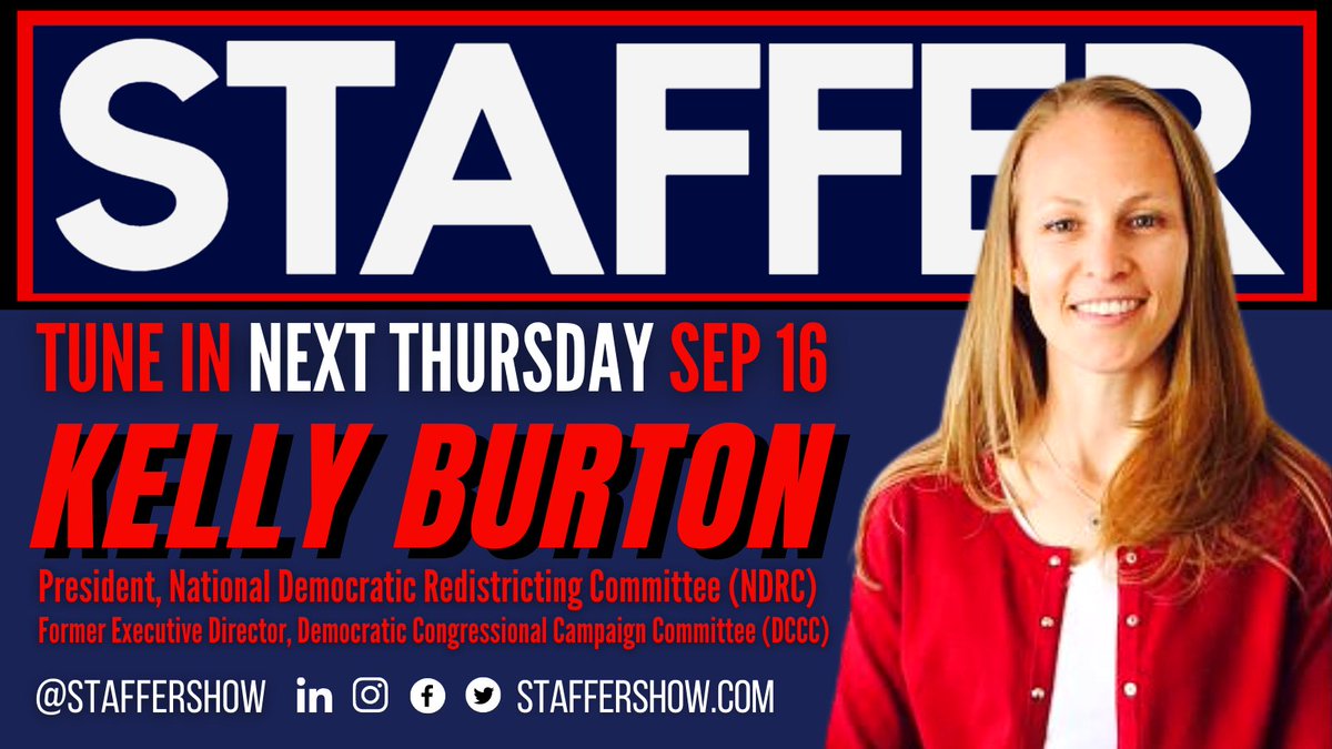 StafferShow's tweet photo. 📅 Kelly Burton on STAFFER with Jim Papa - tune in next Thursday 09/16 as @DemRedistrict President &amp; former @dccc Executive Director @kellycward joins @JimPapa10 on @StafferShow. Please subscribe, retweet &amp; share!
Apple: https://t.co/xtvaBimR3N
Stitcher: https://t.co/f3jFpgGHOV https://t.co/oRXzZMr6UI