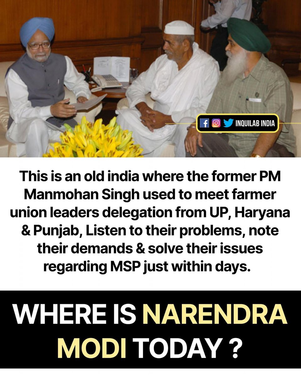 GuptaPragnya's tweet photo. Where is Narendra Modi today ?
#DrManmohanSingh 🔥❤️
#FarmersProtest
#KisanEktaZindabaad #modistopmisleadingfarmers #ModiStopExploitingFarmers
#RepealFarmLaws_MakeMSPLaw https://t.co/DvfGsSrnLN