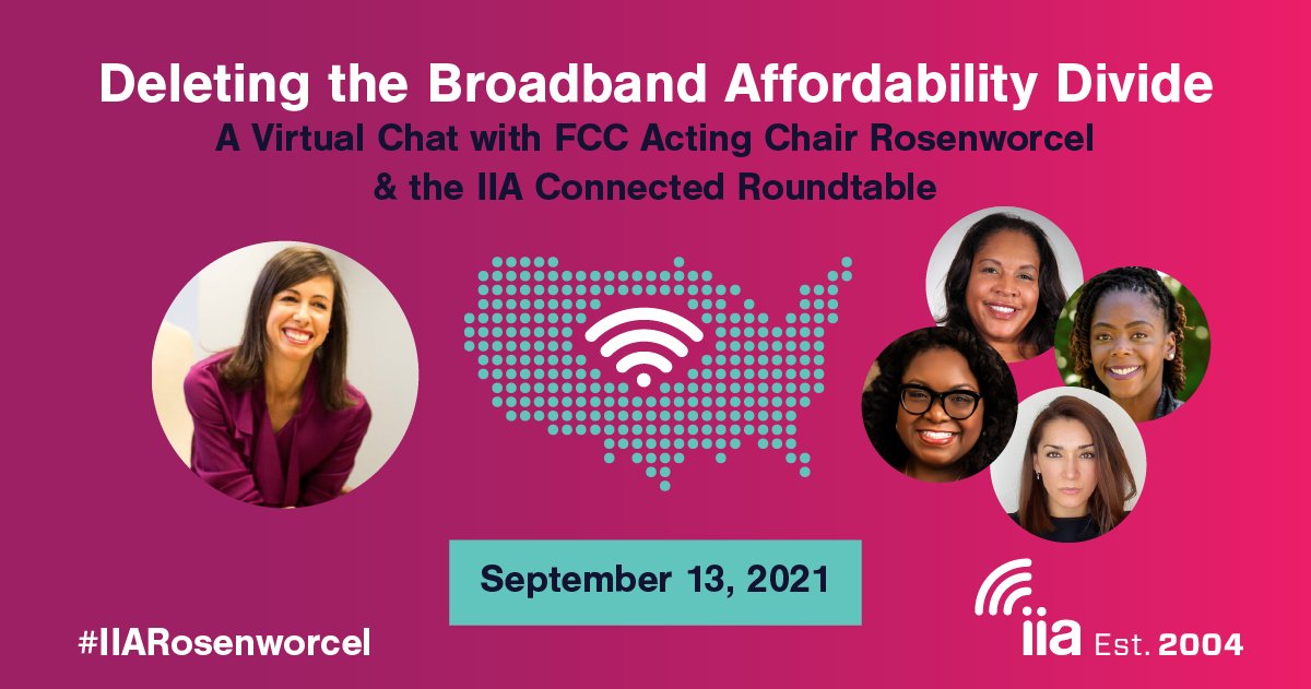 Next Monday, September 13th at 10am ET, <a href="/JRosenworcelFCC/">Jessica Rosenworcel</a> will be joining the Internet Innovation Alliance Connected Roundtable for a discussion on the Emergency #Broadband Benefit Program. Details: bit.ly/38M2Rq3 #FCC #EBB #digitaldivide <a href="/joitweets/">Joi Chaney</a> <a href="/JointCenter/">Joint Center</a> <a href="/allvanza/">ALLvanza</a>