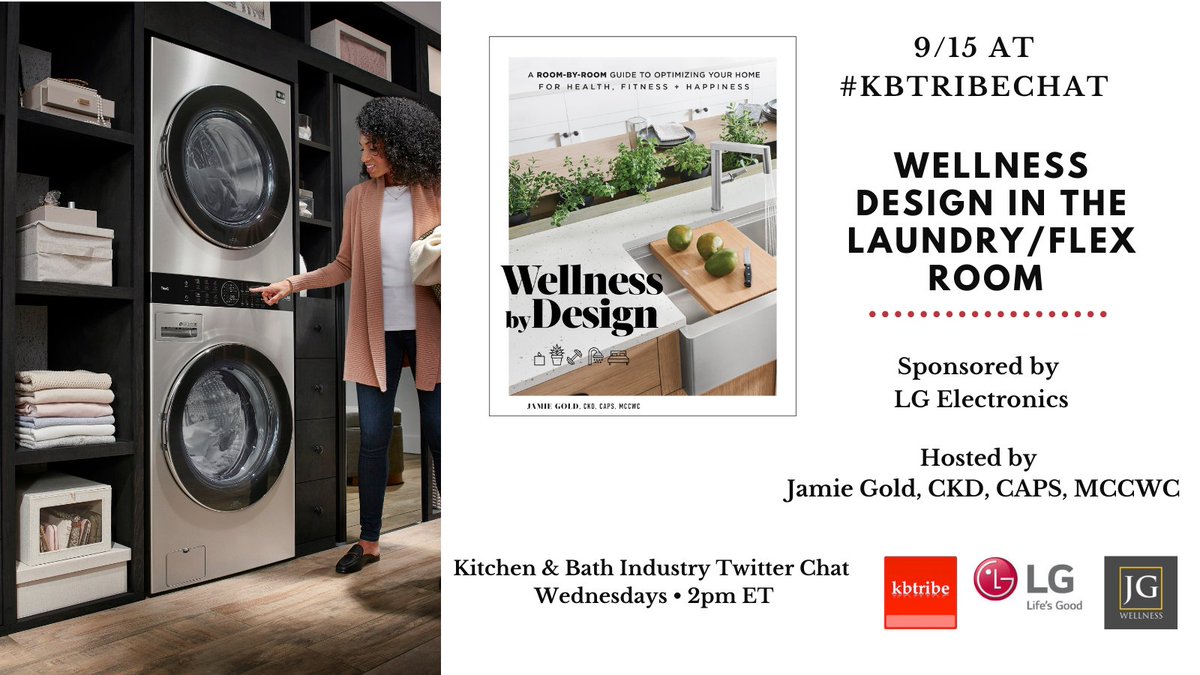 Stacy__Garcia's tweet photo. RT @KBtribechat: September 15 at #KBtribechat -
WELLNESS DESIGN IN THE LAUNDRY ZONE
Sponsored by @LGUS
Hosted by @JGWellnessDesgn
The discussion questions are posted:https://t.co/7kNwO8Hhr0 https://t.co/Tr25q3KsA1