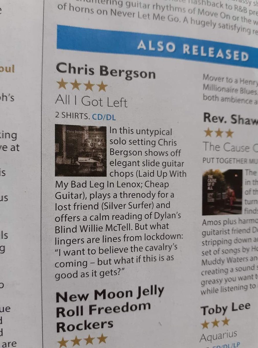 Thank you, <a href="/MOJOmagazine/">MOJO Magazine</a> for the 4 Star review of ALL I GOT LEFT! The October issue is out now in Europe &amp; will arrive on U.S. newsstands next month. Stream the album on Spotify &amp; order CDs in Europe via CRS/Continental Record Services: continentalrecordservices.bandcamp.com/album/all-i-go… 📸: @ARFosterPhoto