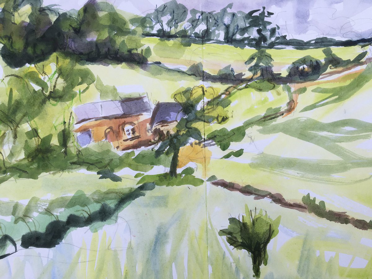 Kilifiqs's tweet photo. Sketching the view @Fursdondevon before the rain set in #paintseptember #sketchbook #devon #devonviews #urbansketchers https://t.co/d6IIYJTWhj