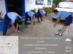 mtprovince_pfu's tweet photo. On September 9, 2021 around 11:03 AM, Mountain Province PCLO personnel performed physical exercises/ pulisteniks  in compliance to the Enhanced Revitalized PNP Internal Cleansing Strategy to maintain BMI.

#PNPKakampiMo
#TeamPNP
#WeServeAndProtect
#PNPInternalCleansing https://t.co/fiUul5huUJ