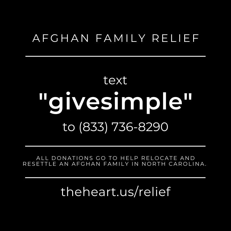 theHeartBoone's tweet photo. Can you help us reach $10,000 in support of Afghan Family Relief? Give now. 

Read more of the story on theHeart Blog: https://t.co/dVT3TftcTu

#lovesimple #theEmail #theHeartBlog #worldrelief #afghanfamilyrelief https://t.co/yMhC8TZ33P